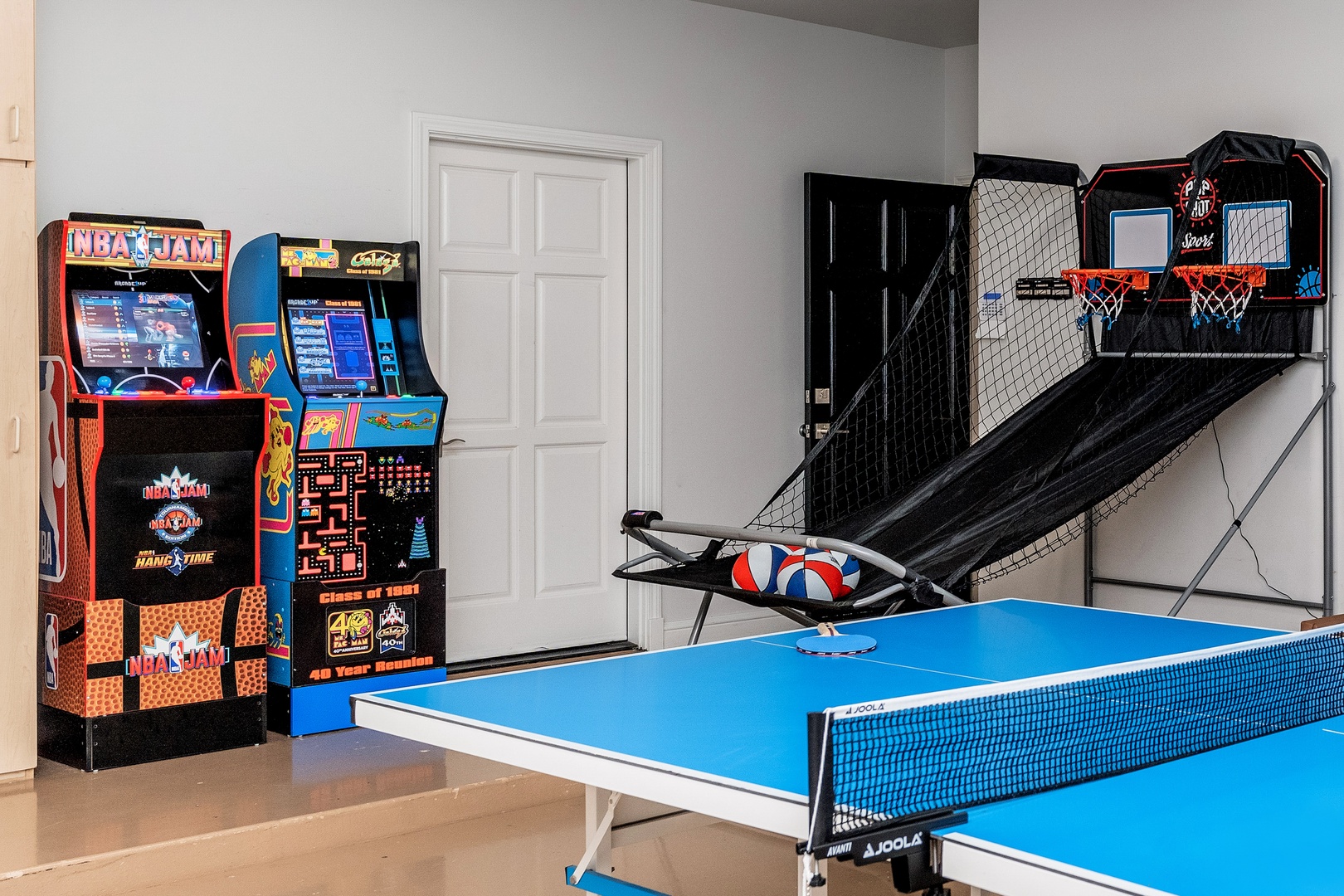 Challenge friends to ping pong, arcade games, or a fast-paced basketball shootout in your own private game room designed for endless entertainment.