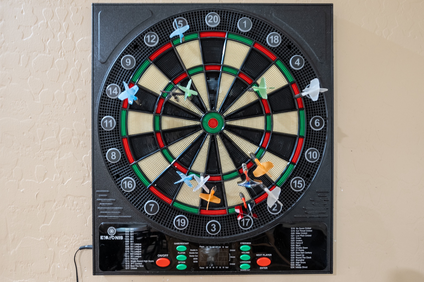 Challenge your friends to a game at the electronic dartboard. Perfect for friendly competition and making memories during your stay.