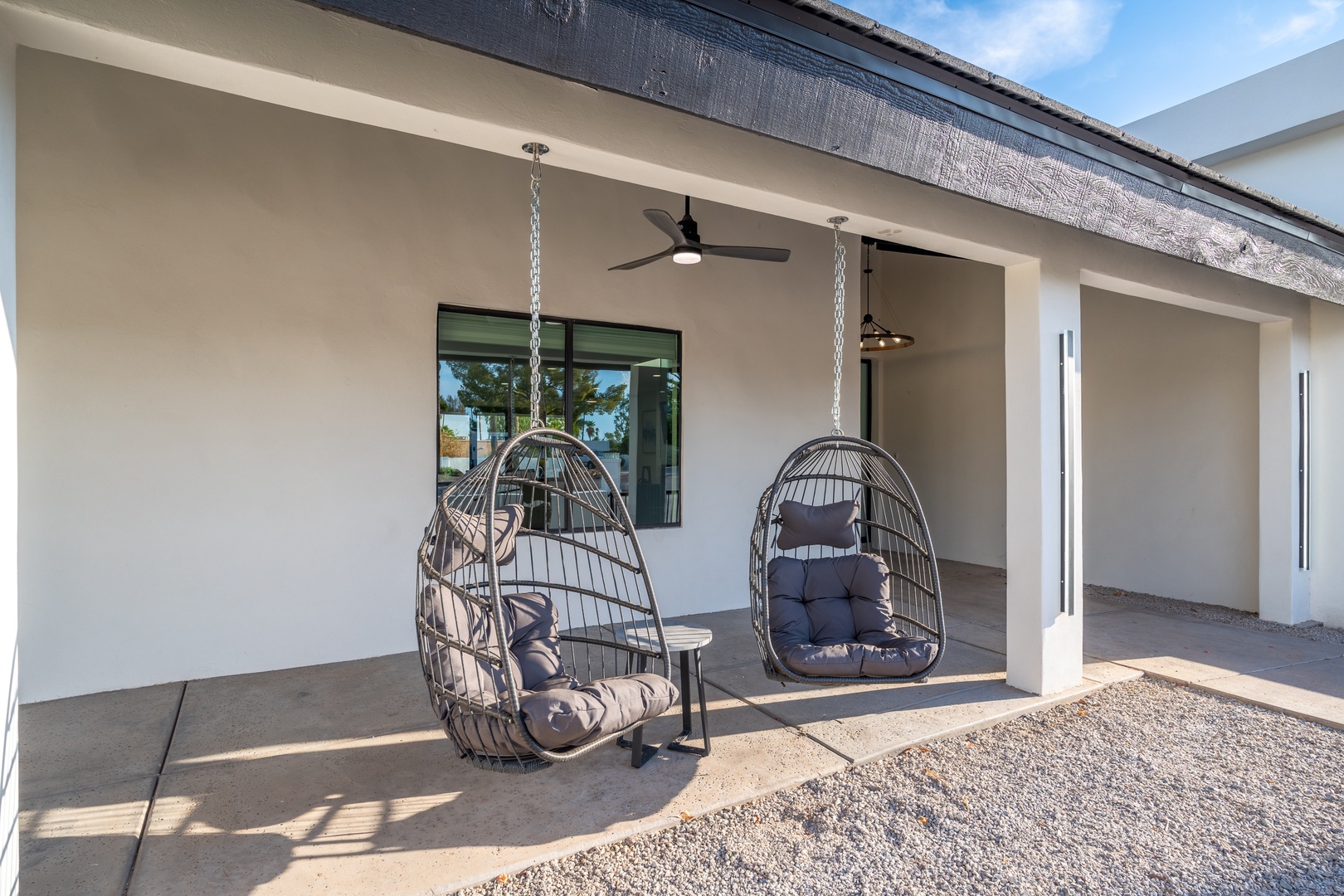Unwind in your private patio swing chairs, where gentle breezes and peaceful views create the perfect spot for morning coffee or sunset relaxation.