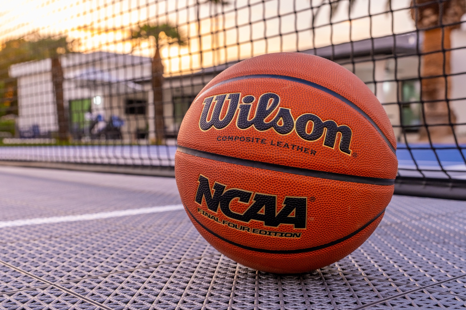 A full-sized basketball court awaits your pick-up games or shooting practice, complete with sturdy fencing and scenic views of the surrounding property.