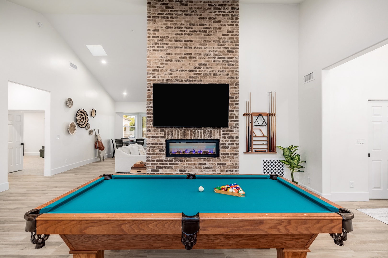 Your private game room features a full-size pool table, cozy fireplace, and big-screen TV for entertainment. Challenge your group to billiards in this stylish space.