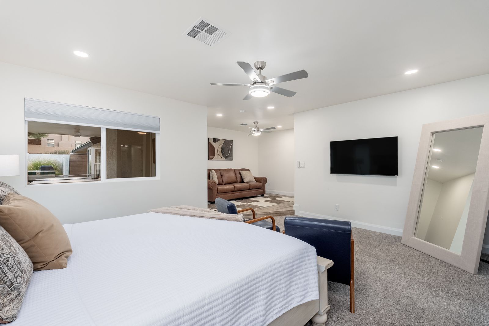Your spacious suite combines restful sleep with a full lounge area, complete with cozy seating and a large TV for your favorite shows and downtime.