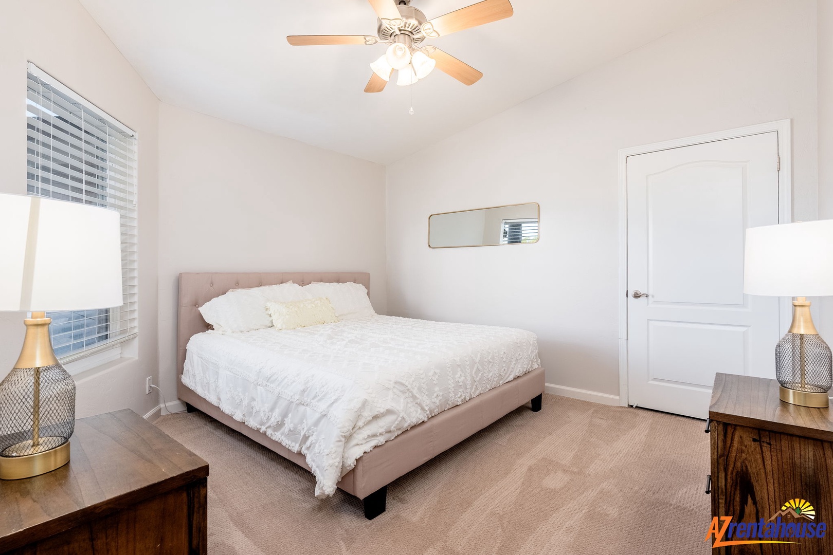 Sink into plush bedding and let soft natural light wake you naturally. Your bedroom fan keeps things cool, while warm lamps create a cozy retreat for reading or unwinding after exploring.