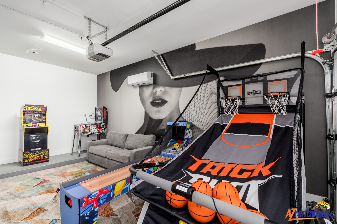 Challenge friends to arcade games and basketball shootouts in your own private entertainment haven.