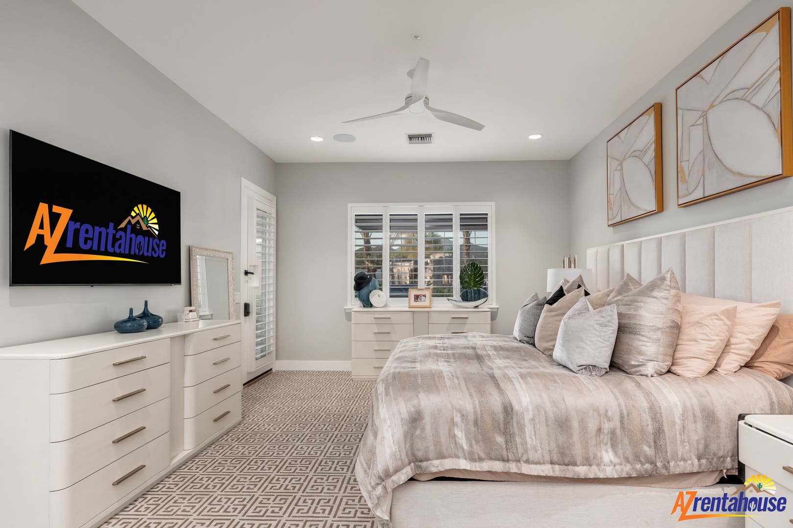 Unwind in your serene bedroom sanctuary featuring plush bedding, calming neutral tones, and thoughtful touches that create the perfect retreat.