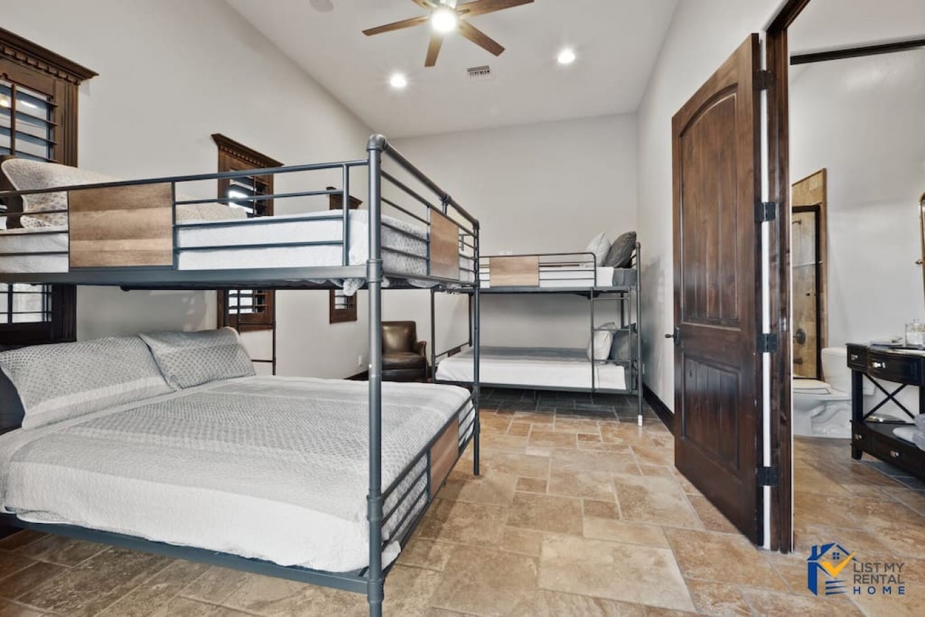 Sleep soundly in your spacious bunk room with comfortable beds and rustic charm for the whole group.