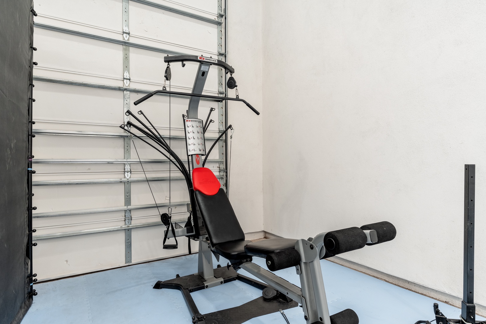 Stay active during your getaway with a private fitness station designed for your personal training needs, featuring multi-function equipment for a full-body workout.