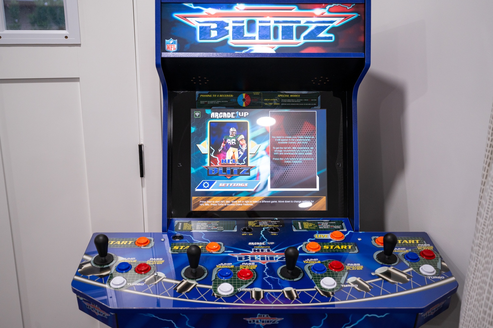 Take a break and enjoy classic arcade gaming at your fingertips. This NFL Blitz machine offers hours of competitive fun whenever you need some friendly rivalry.