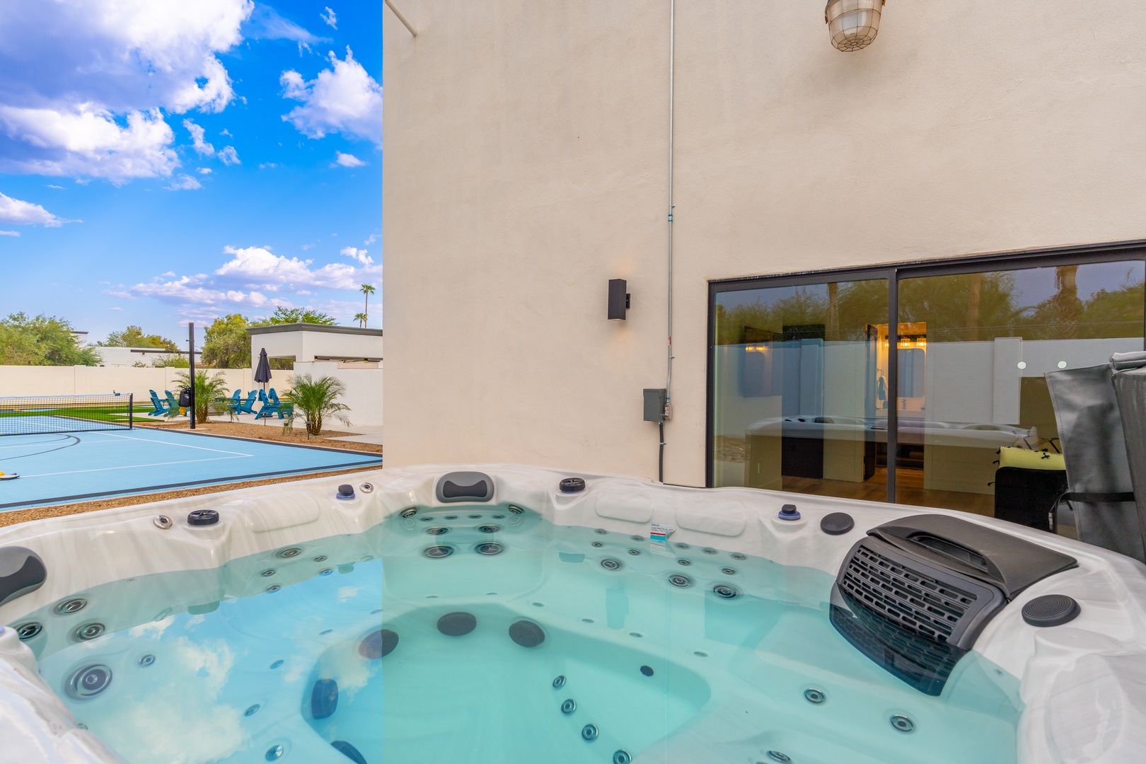 Soak away your cares in your private hot tub, where warm jets and open sky create the perfect retreat after a day of adventure.