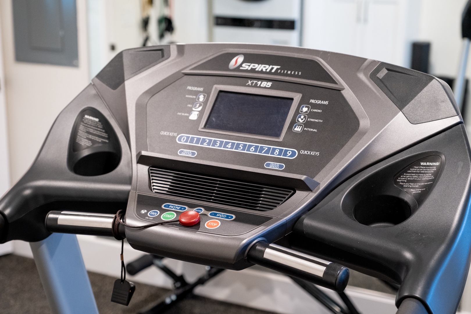 A treadmill ready for your morning run or evening workout, featuring an intuitive digital console to track your progress and customize your fitness routine.