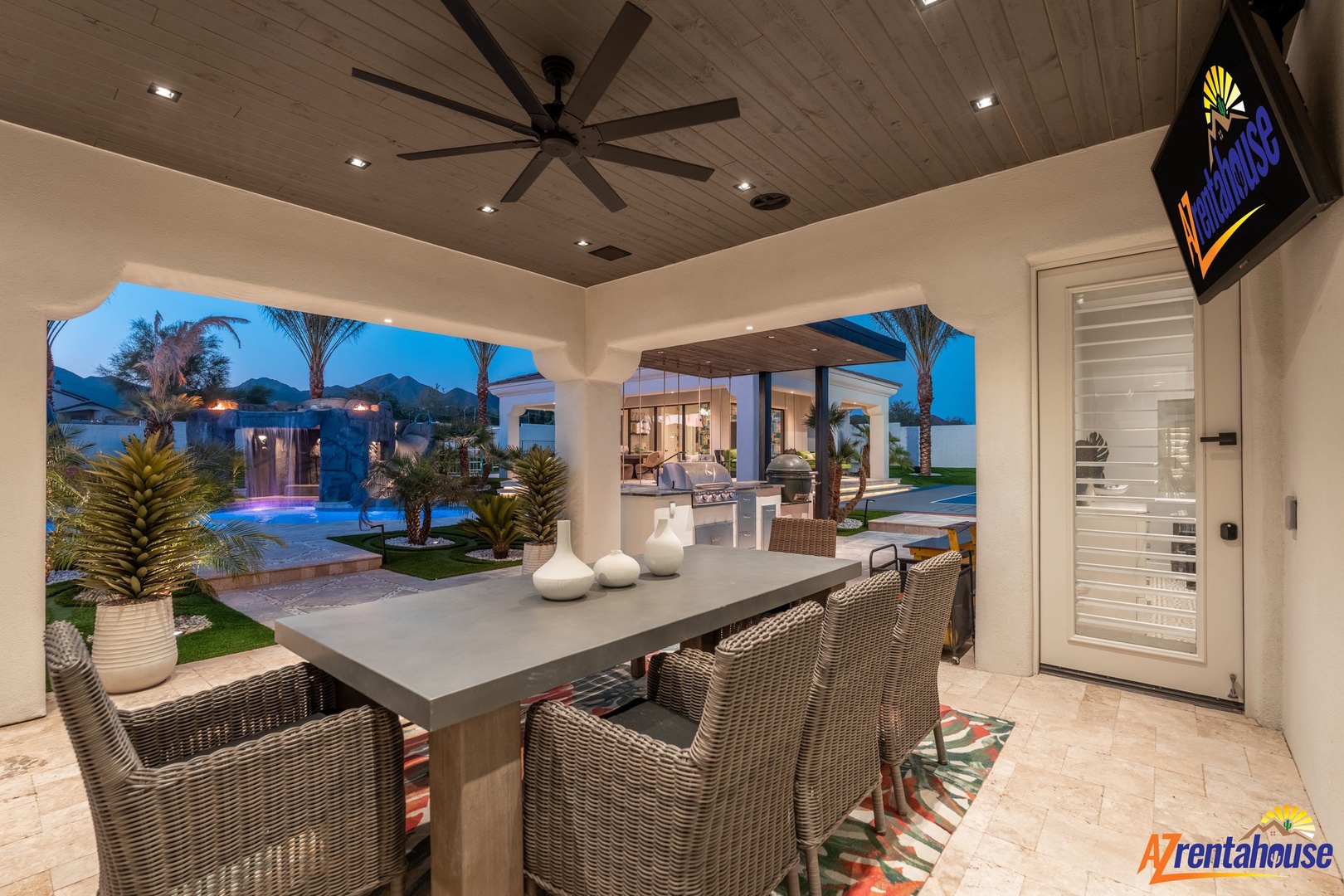 Enjoy evenings in your covered dining area, where tropical breezes and stunning mountain views create the perfect backdrop for memorable meals.