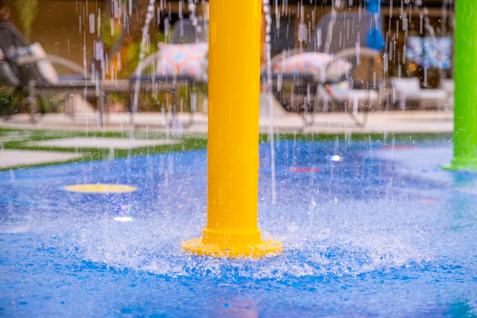 A vibrant aqua park awaits sunny days, with colorful splash features and water jets ready to keep you cool and refreshed during your stay.