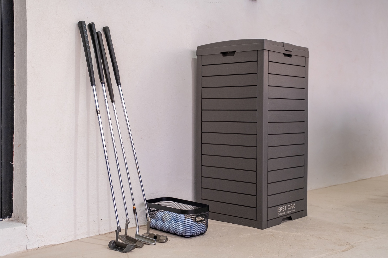 A sleek storage cabinet keeps your gear organized and accessible, ready for whenever adventure calls.