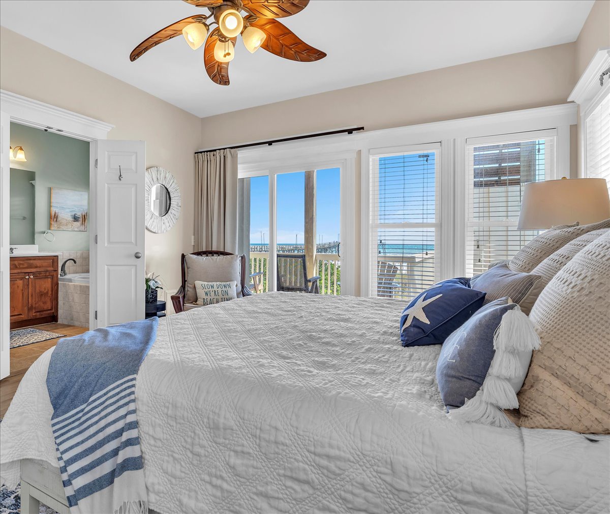 Bedroom 1: King with Beachfront Deck - 1st Level