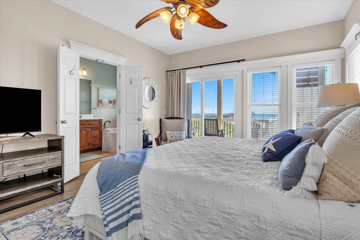 Bedroom 1: King, Beach Views & Deck 1st Level