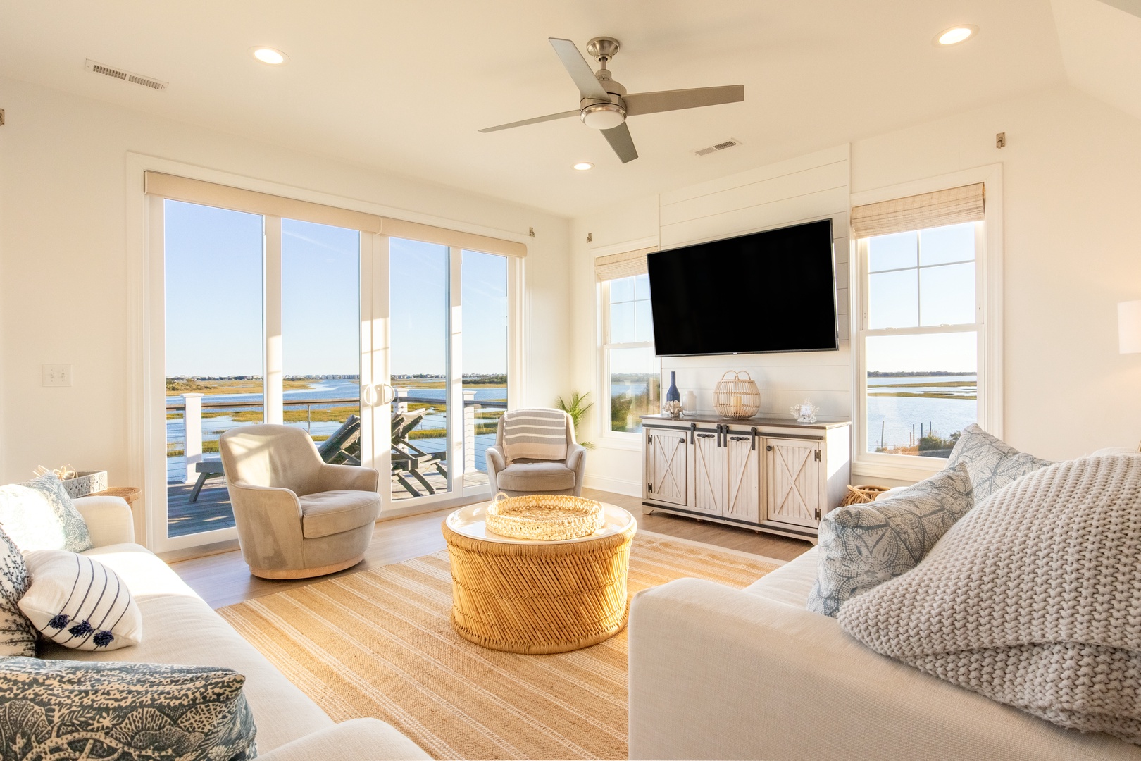 Bright Living Area with Waterway Views - 2nd Level