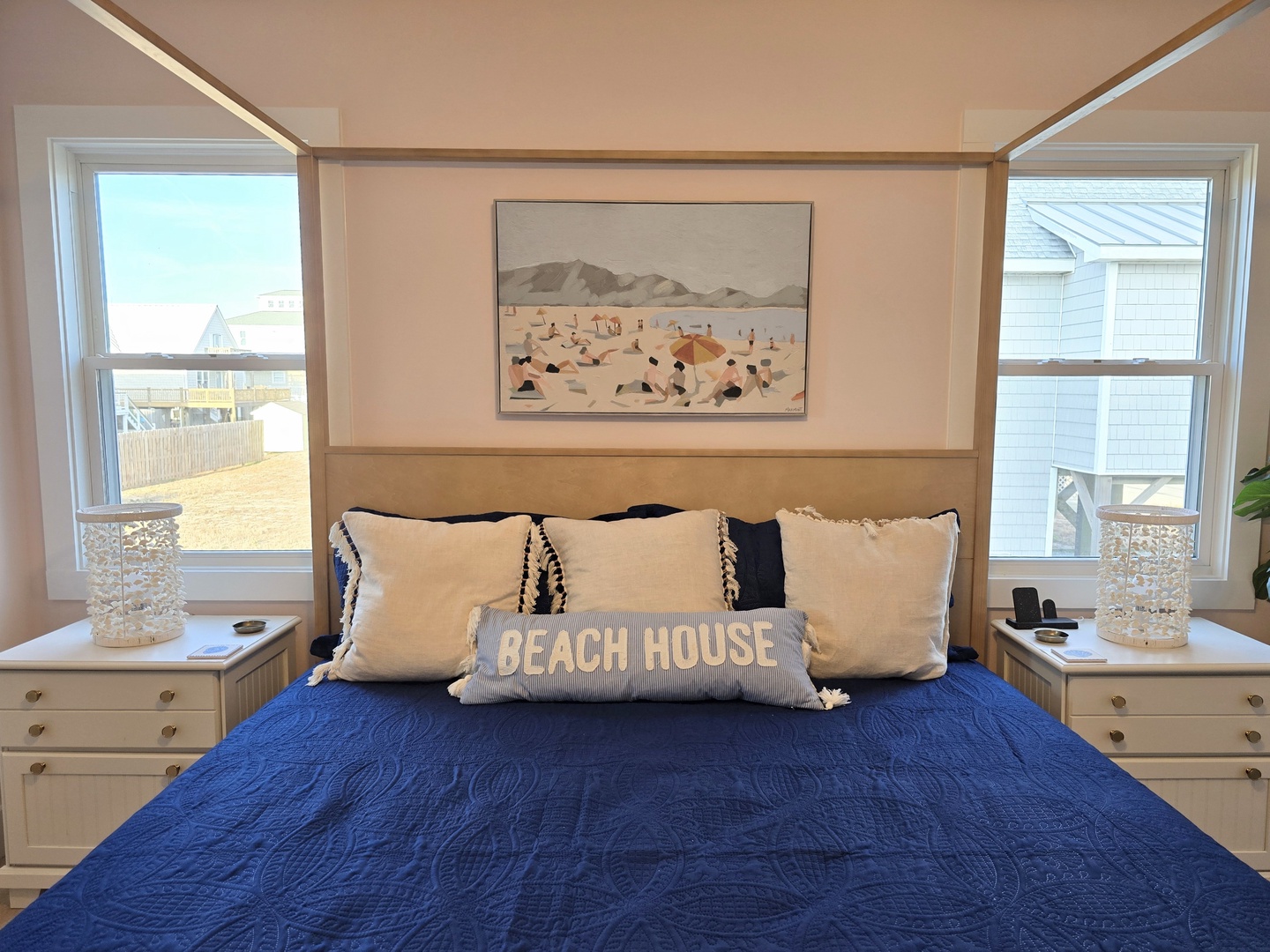 Wake up to ocean breezes in your coastal bedroom, where nautical blues and beach-themed touches create your perfect seaside sanctuary.