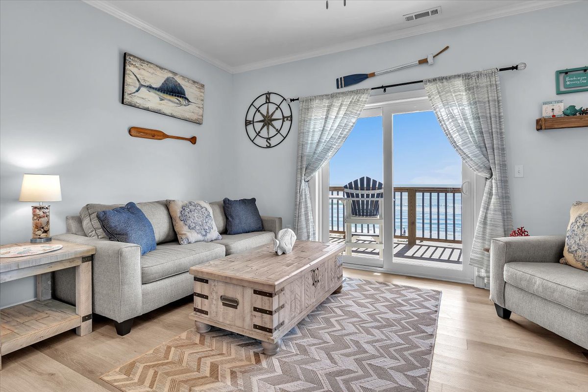 Open Living Area with Beachfront Balcony
