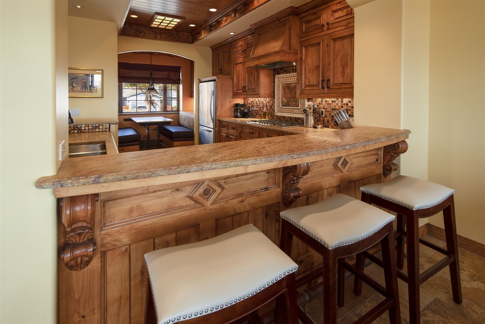 Bar height seating adds additional seating options