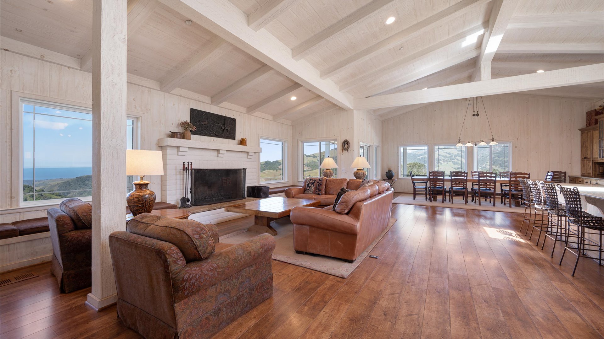 Relax in the spacious, open concept living room, dining room and kitchen