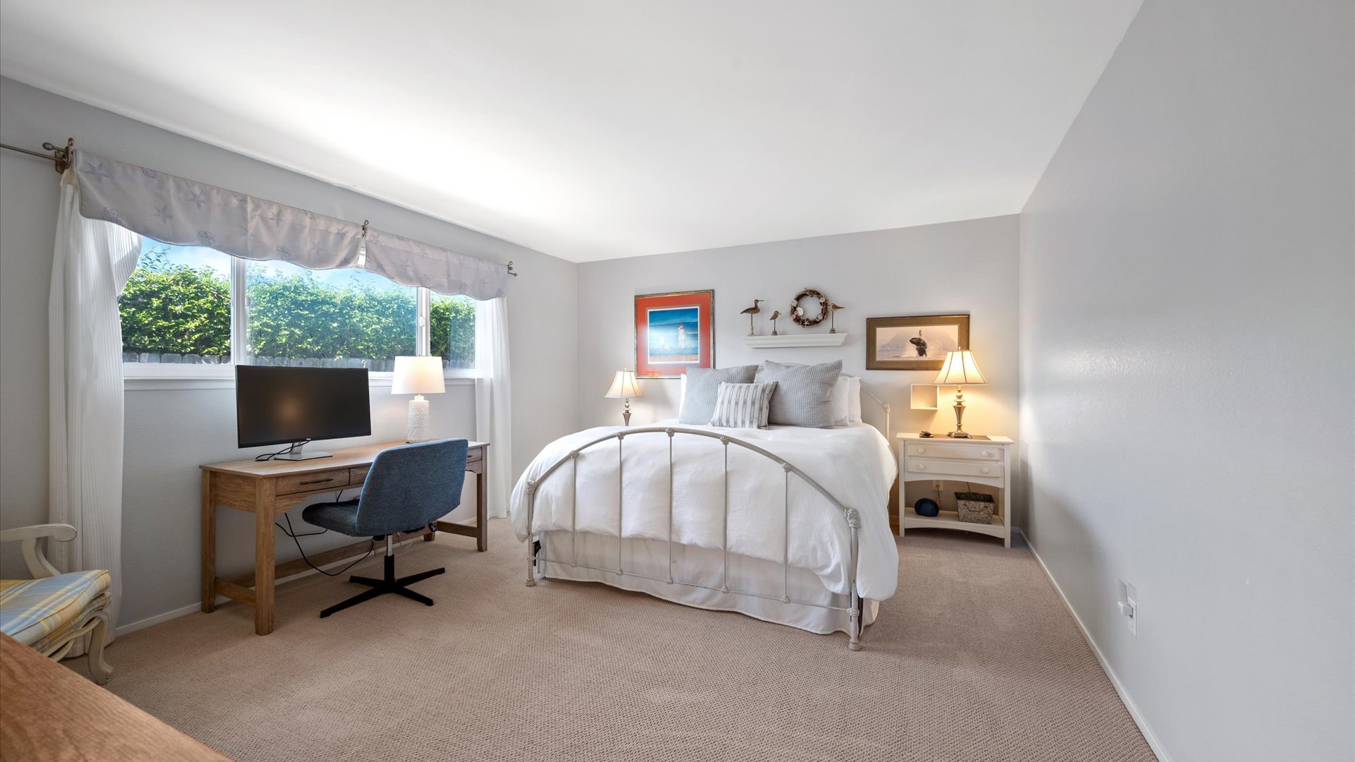 The master bedroom features a King sized bed