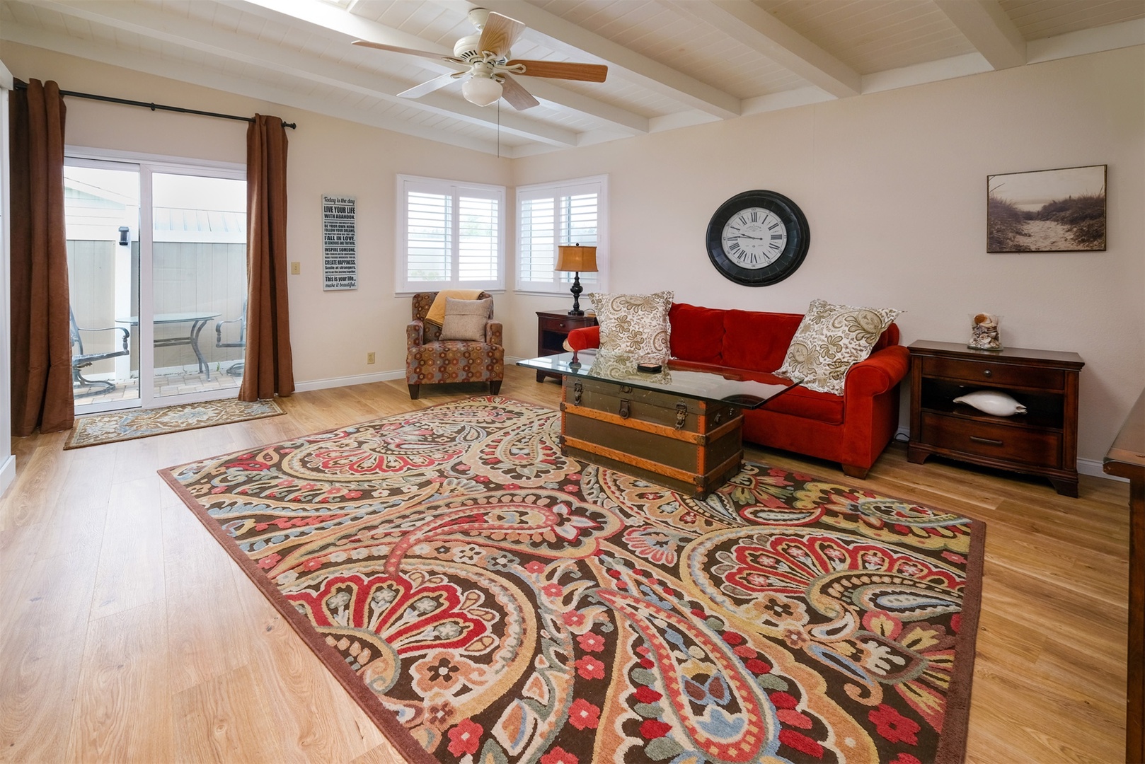 The game room is located off the den and offers a flat screen tv and games in the closet