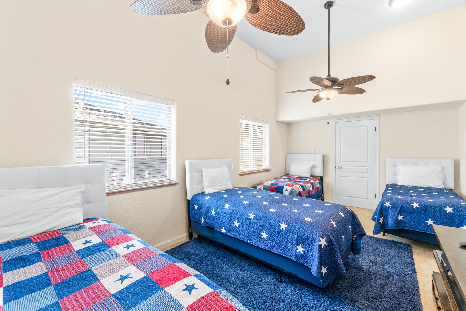 This bedroom downstairs has 4 twin beds