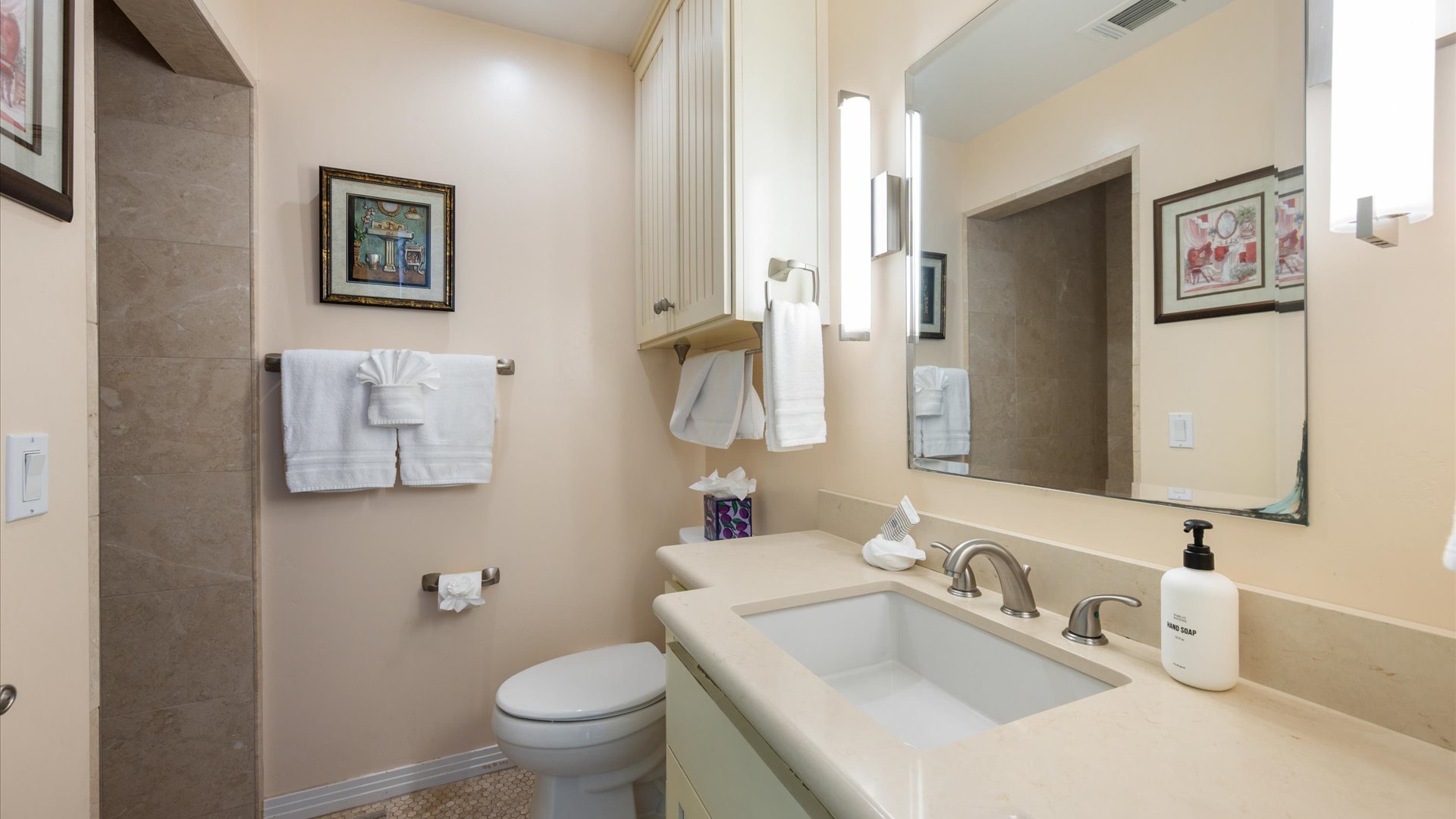 The full bath has a step-in shower.