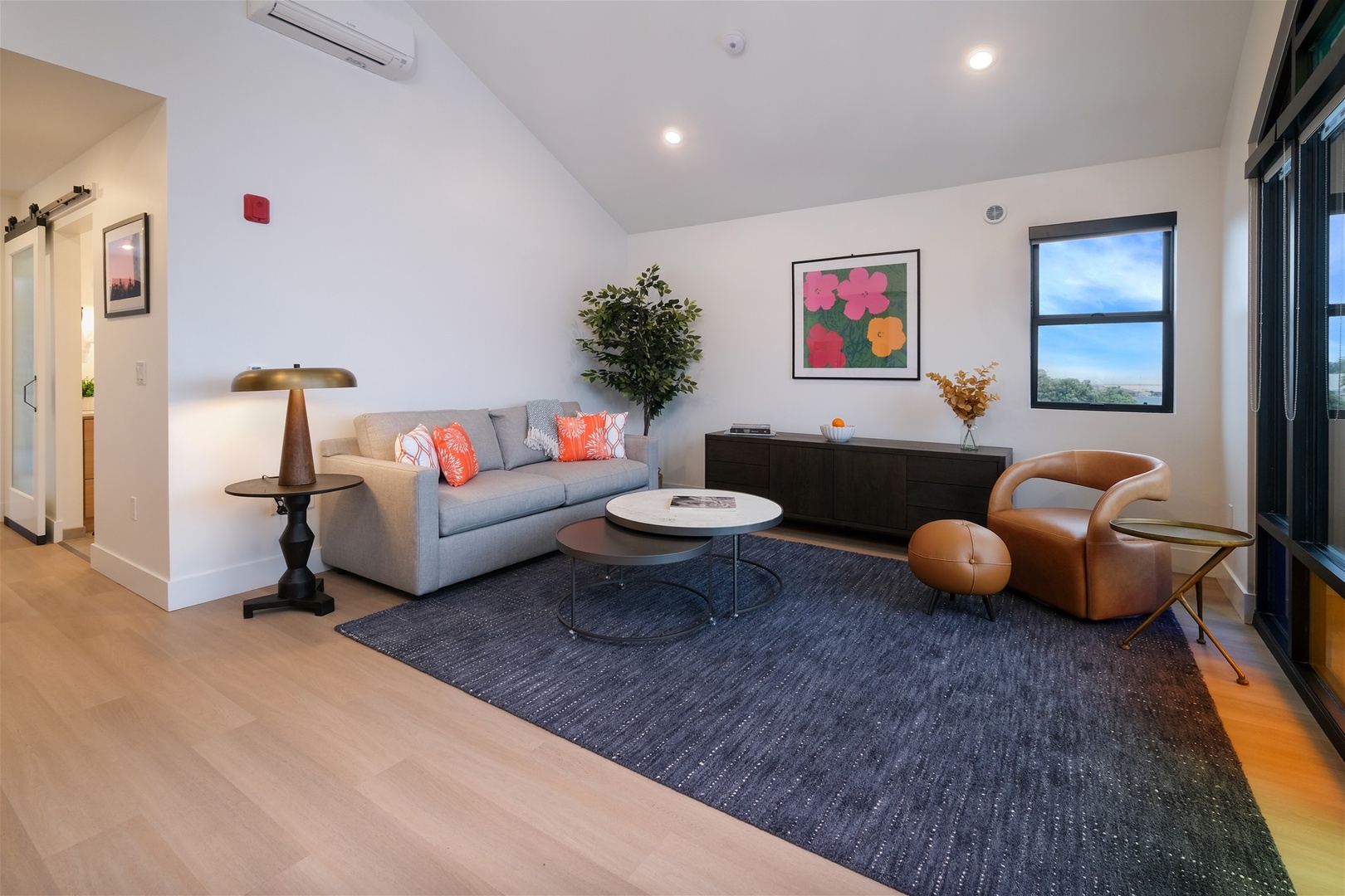 Cozy living room with pops of color and room to stretch out