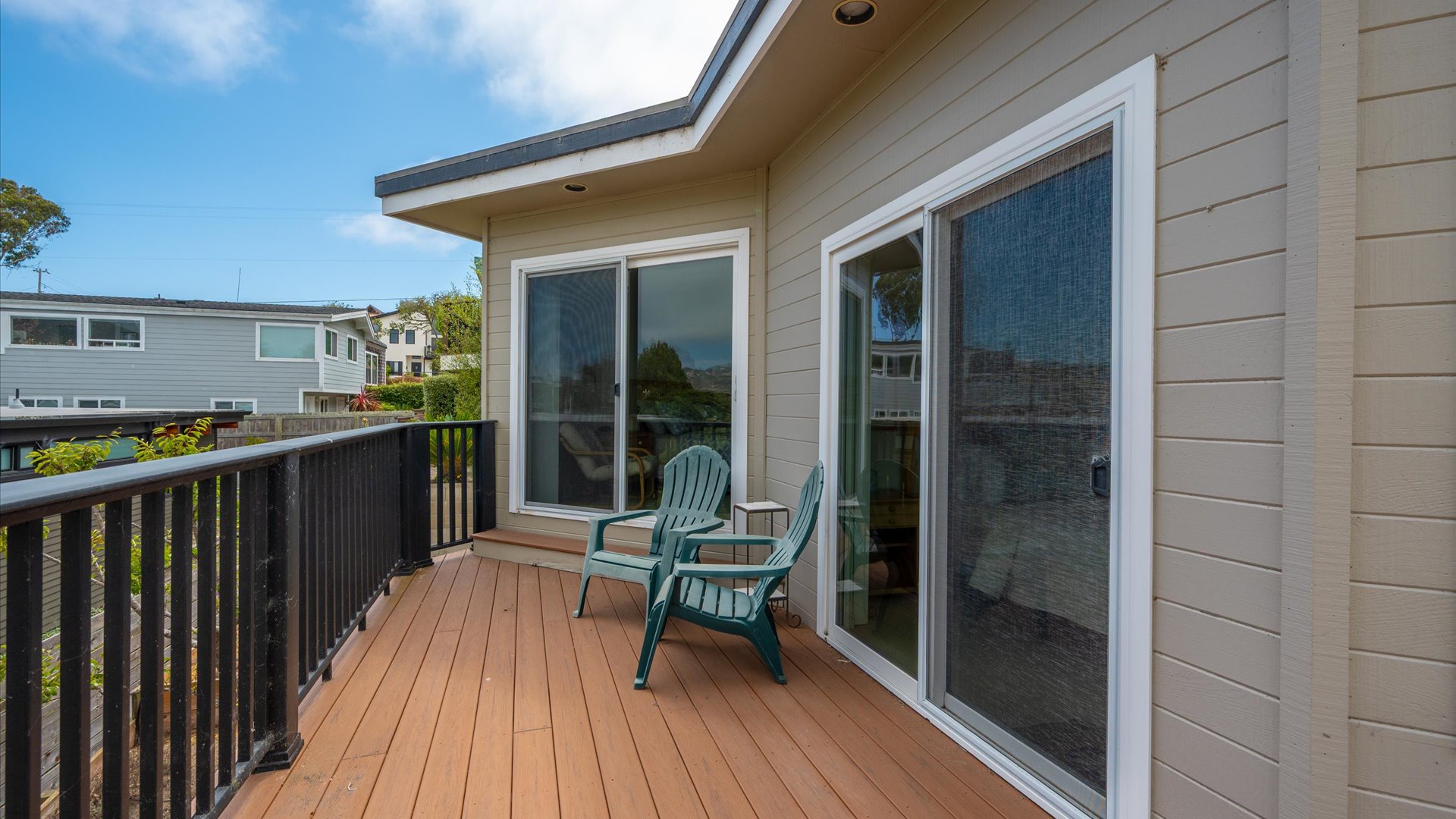 Access to the deck through the primary bedroom