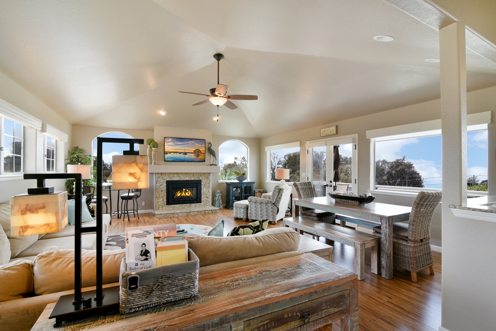 Living room, Dining Room, and Kitchen create a great space on the upper floor for visitng and hanging out.