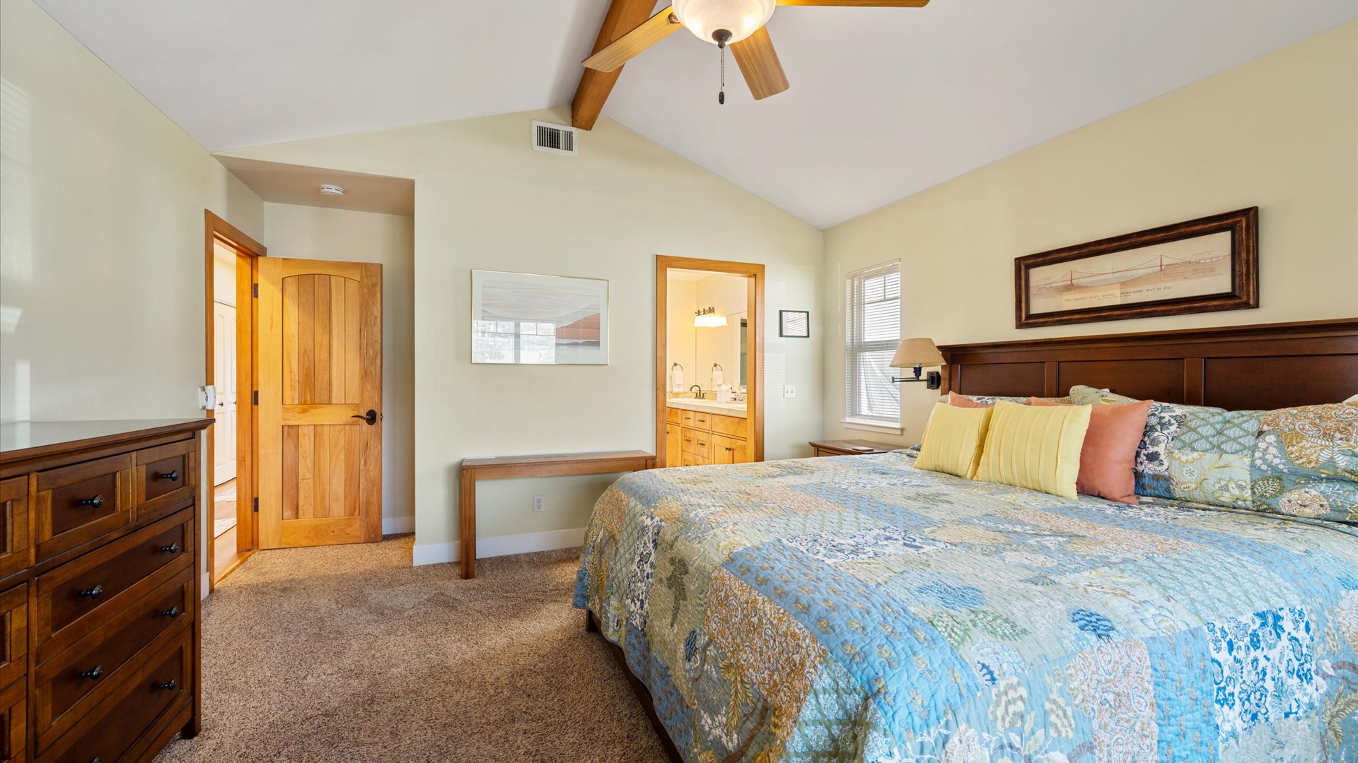 Master Bedroom features a king sized bed and lots of space