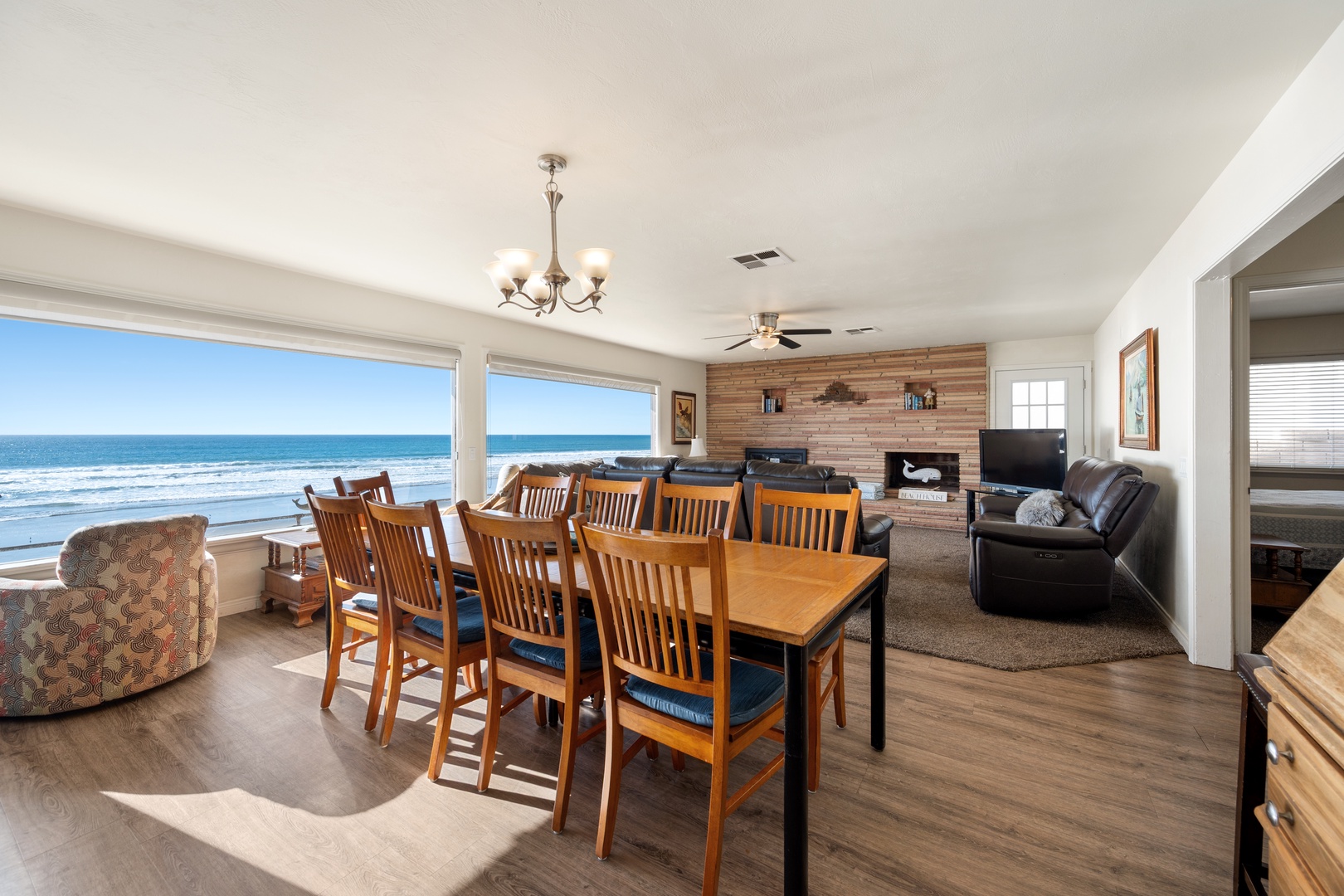 Dining table inside with seating for everyone