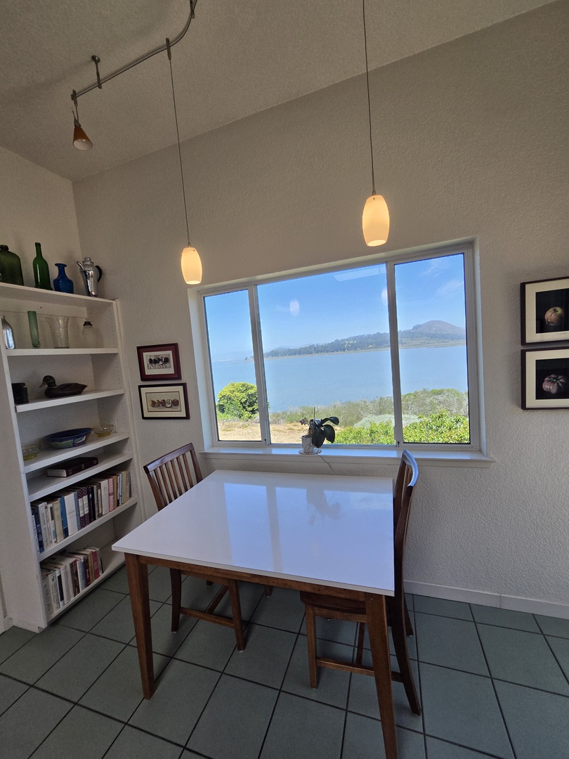 Dining nook with bay views loacted in the kitchen