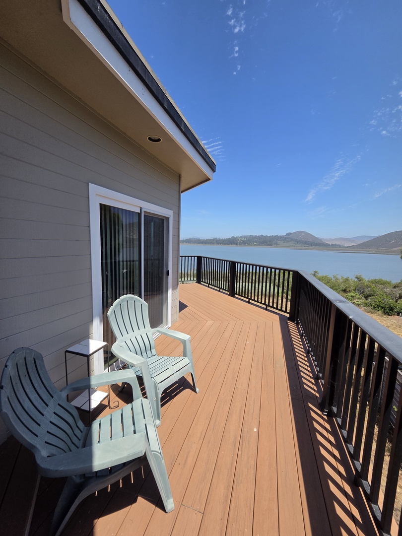 Access to the deck through the primary bedroom