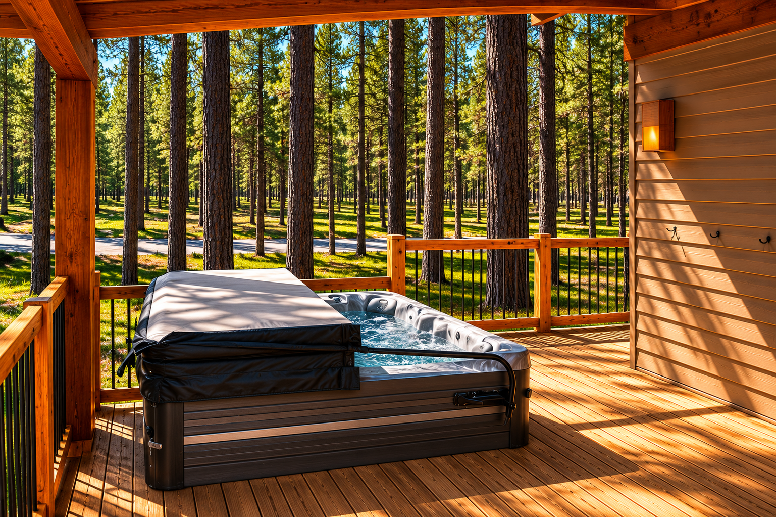 Unwind in your private hot tub on the deck, soaking in forest views and the fresh mountain air. Pure relaxation awaits just steps from your door.