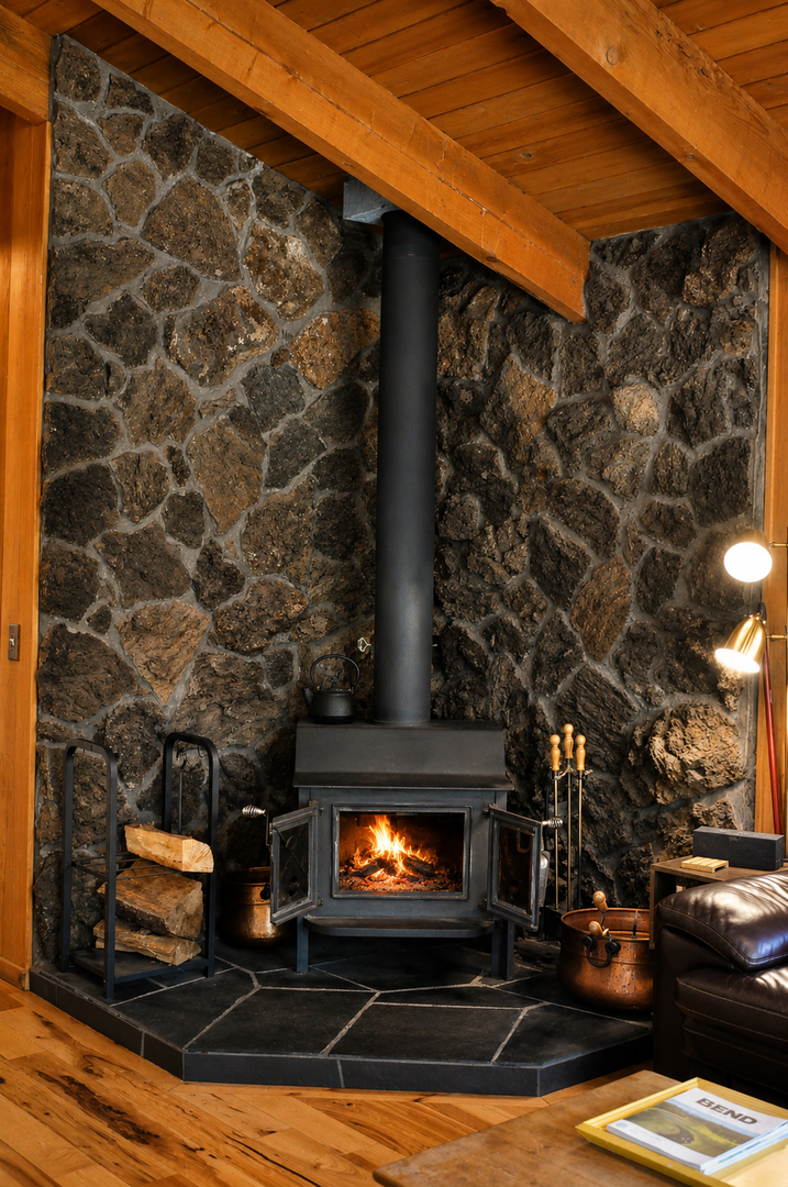 Cozy up by your own wood-burning stove, surrounded by rustic stone walls and warm timber beams—perfect for chilly evenings in.