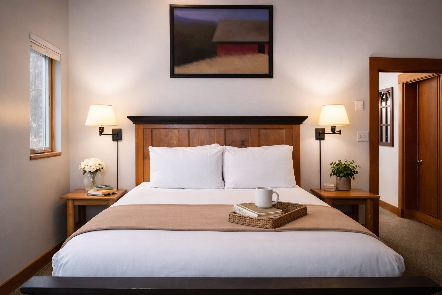 Unwind in your serene bedroom sanctuary with premium linens and thoughtful touches for your perfect retreat.