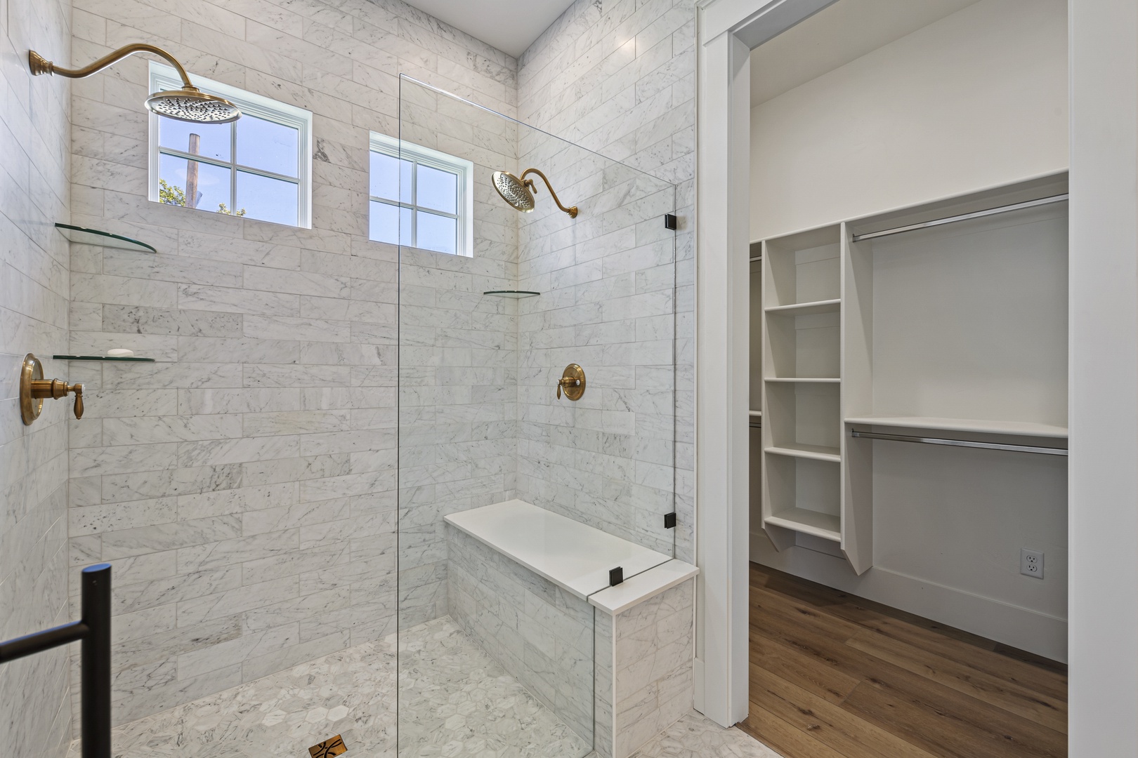 Main Street Manor-Master Ensuite (3/4 bath) with Dual Shower Heads and Bench)