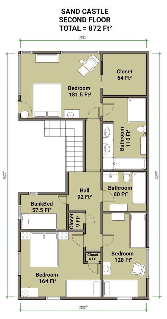 Sand Castle Second Floor Floorplan