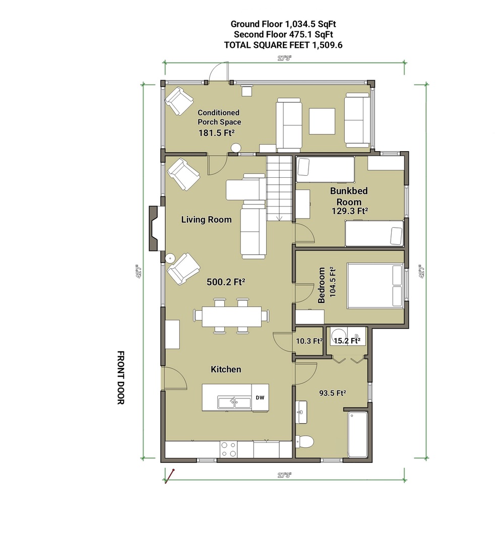 Tallgrass Cottage Ground Floor Floorplan