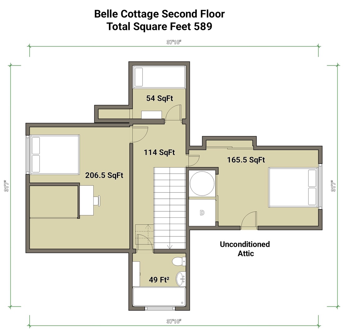 Belle Cottage Floorplan Second Floor