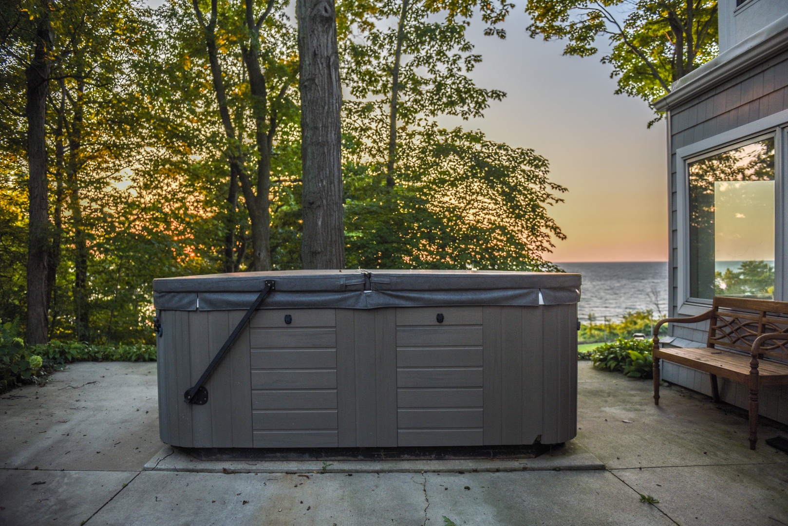 Outdoor Hot Tub with Lake Views