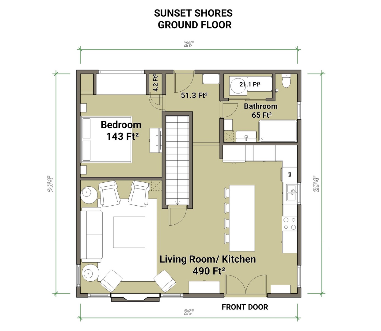 Sunset Shores Cottage Ground Floor Floorplan