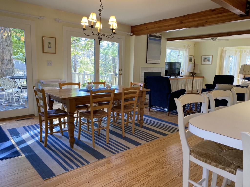 Dining table overlooking side deck.