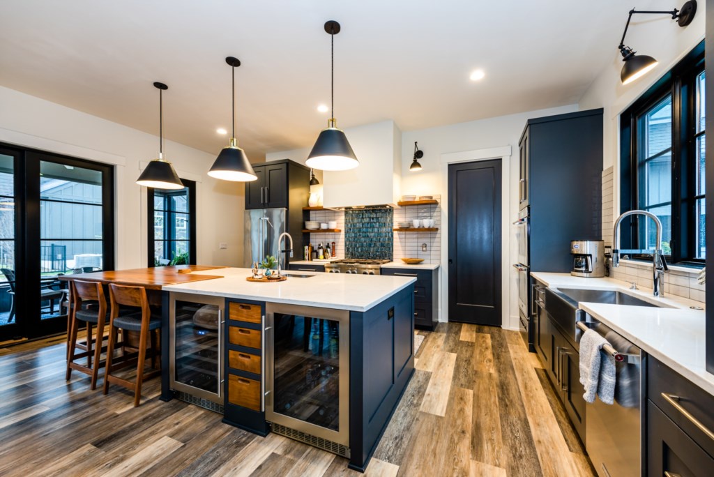 Kitchen Island with Wine Fridge