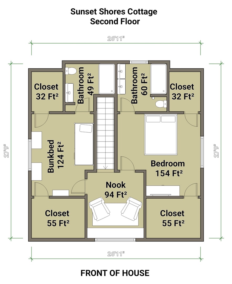 Sunset Shores Cottage Second Floor Floorplan