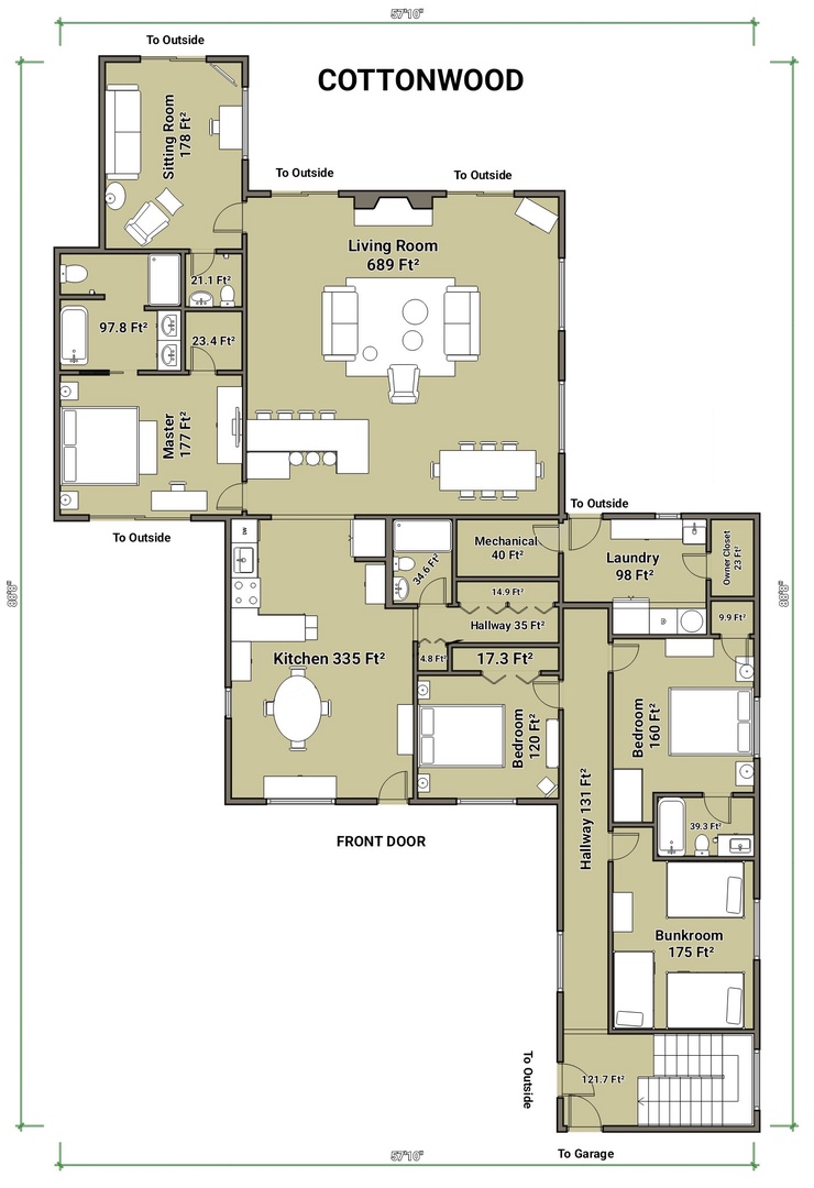 Cottonwood Cottage First Floor Plan