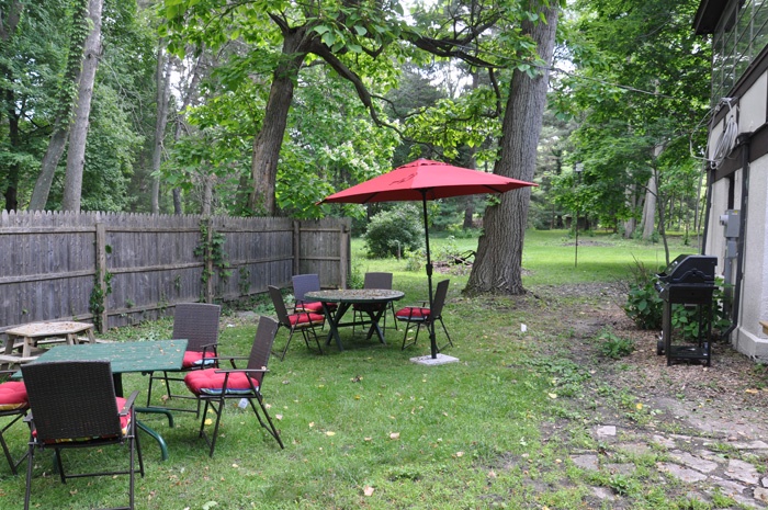 Backyard with gas grill