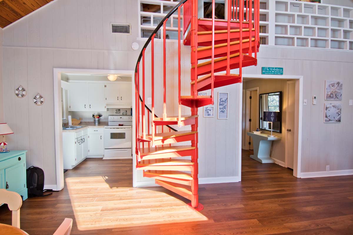 Kitchen / Spiral Staircase to Level Two